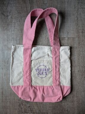 Trader Joe’s Mini Pastel Pink Canvas Tote Bag